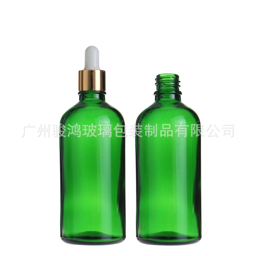 供应全自动机制玻璃瓶、100ML绿色精油瓶，日化香水瓶可代印LOGO