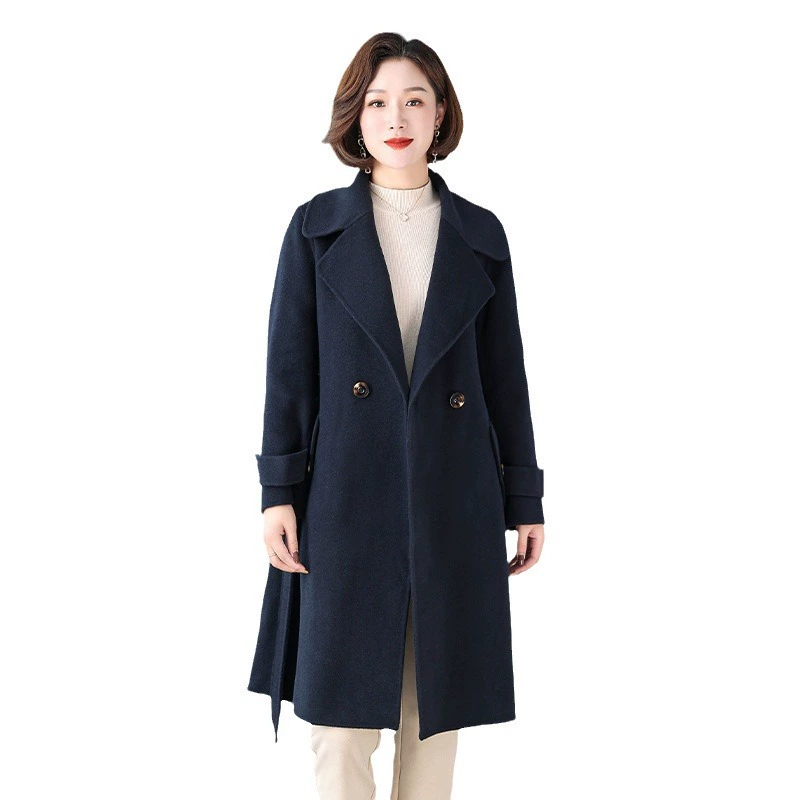 Демисезонное двустороннее шерстяное пальто для мам, oversize, Rafihong/Camel/Night Blue, размеры M–2XL,