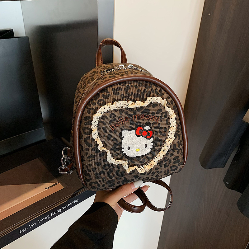 跨境迷你双肩包包女秋冬新款超火豹纹猫咪蛋仔少女小背包亲子书包|undefined