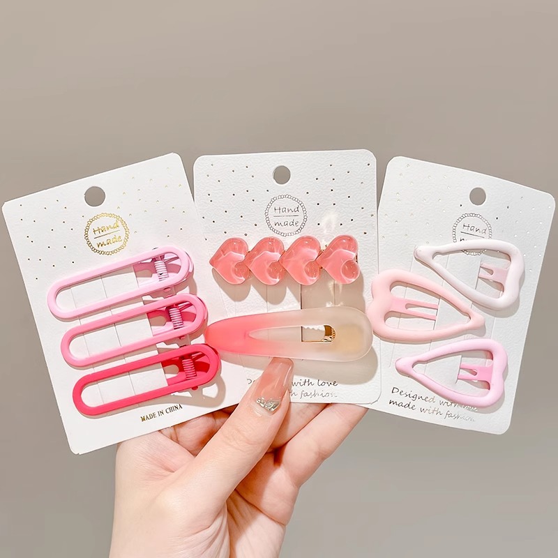 Rosa horquilla femenina 2024 Nueva horquilla BB clip frente flequillos laterales horquilla rota lindo clip de dopamina otoño