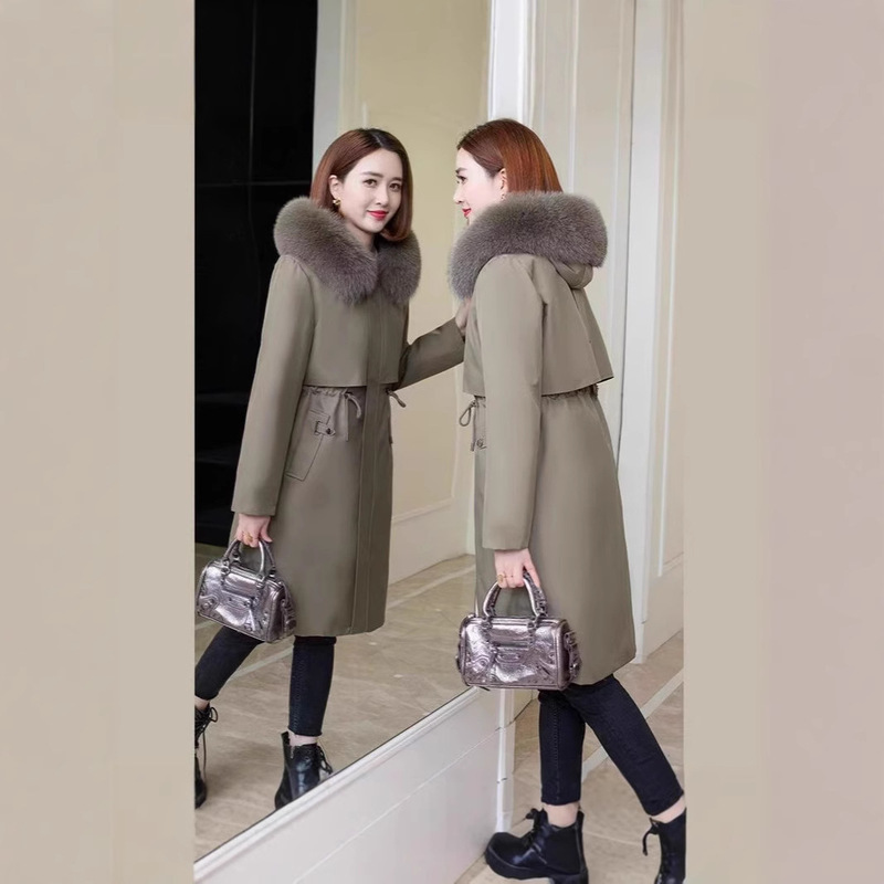 Parker Women's Coat 2024 Winter New Explosions Rex Rabbit Hair Removable Liner Mid-length Haining Fur Coat