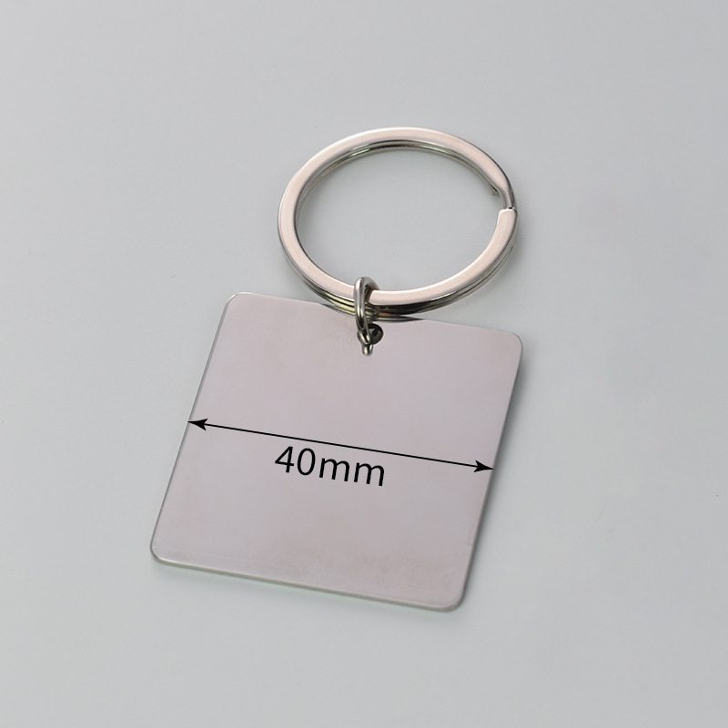 Transición fronteriza Europa y Estados Unidos llavero láser en blanco de acero inoxidable tarjeta de identificación de perro tarjeta de identificación láser grabado llavero de metal colgante