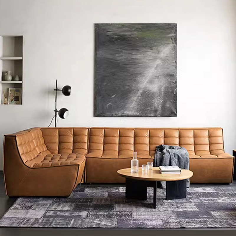 Fabricante directo de lujo ligero italiano perezoso arena de cuero moderno simple sala de estar pequeña casa oruga combinación sofá