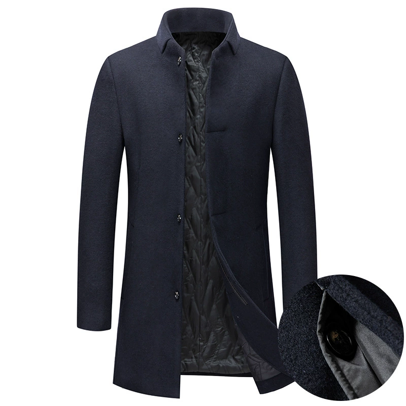 Осенне-зимнее Новое мужское шерстяное пальто, деловое повседневное шерстяное мужское пальто, трансграничное шерстяное мужское пальто с воротником-стойкой