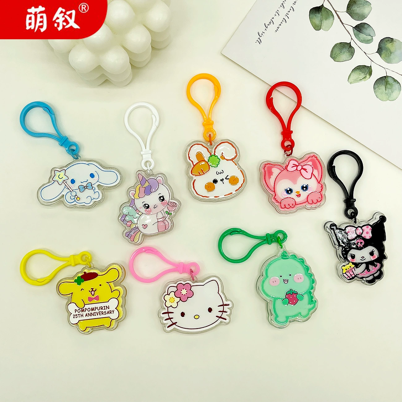 Acrylic cartoon keychain, аксессуар для рюкзака, игрушка, мигающий свет, подарок на день рождения
