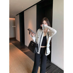 CHICYOU王1博同款休闲松弛感小香翻领针织外套女