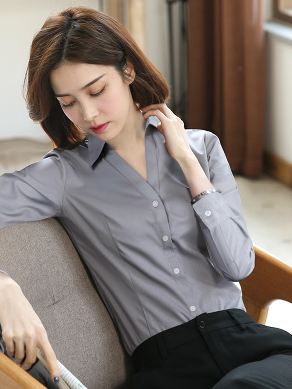 Shufan 竹繊維白シャツ女性のハイエンド長袖 2025 作業服女性のプロフェッショナルシャツ女性|undefined