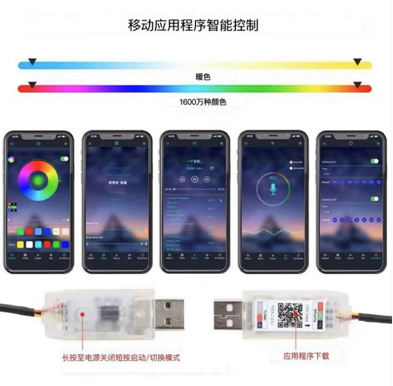 Car central control instrument panel atmosphere light LED magic acrylic USB central control light flowing colorful RGB light