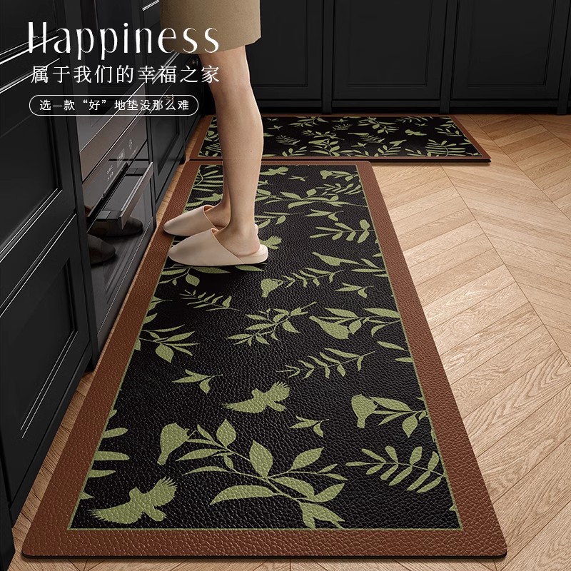 キッチンマット滑り止め防油は、洗濯フリー専用のフロアマット防水汚れに強い家庭用皮革pvcカーペットを拭くことができる