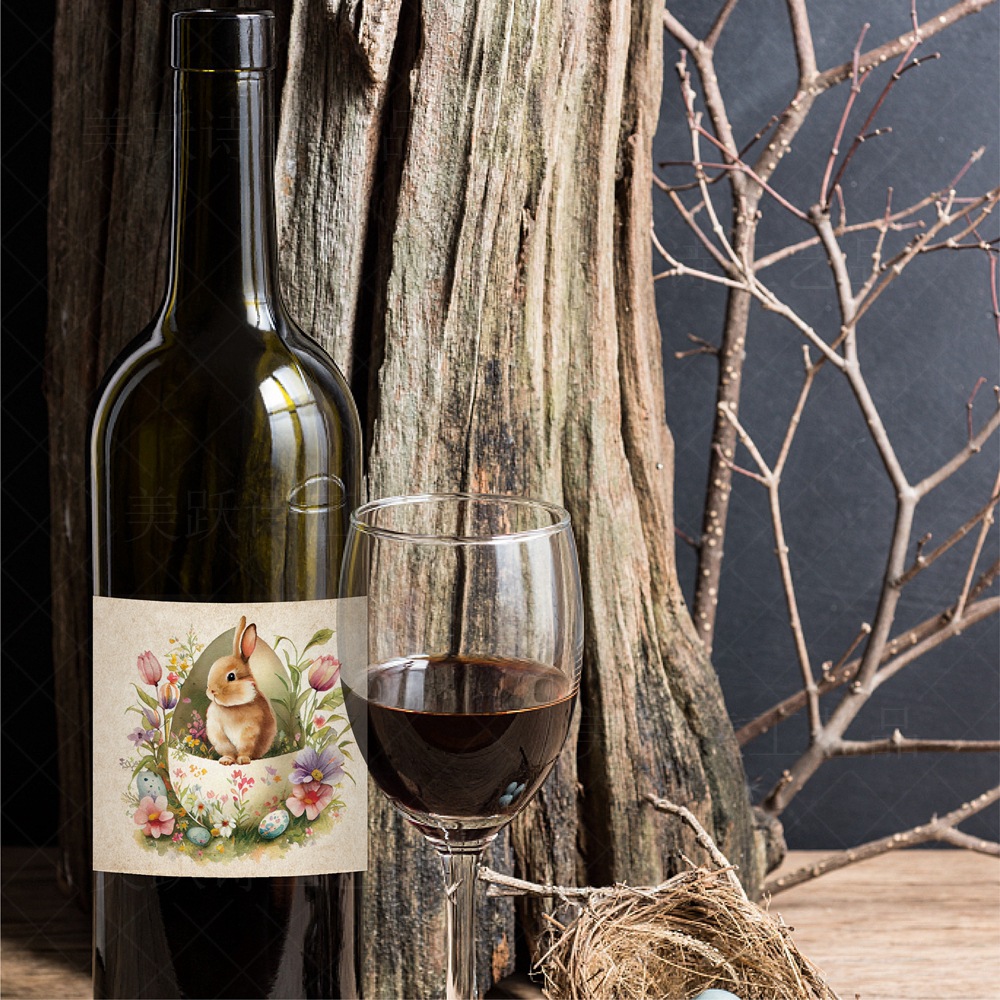Amazonas Nuevo Fiesta de Pascua decoración botella de vino pegatinas conejo Pascua pegatinas botella de bebidas decoraciones