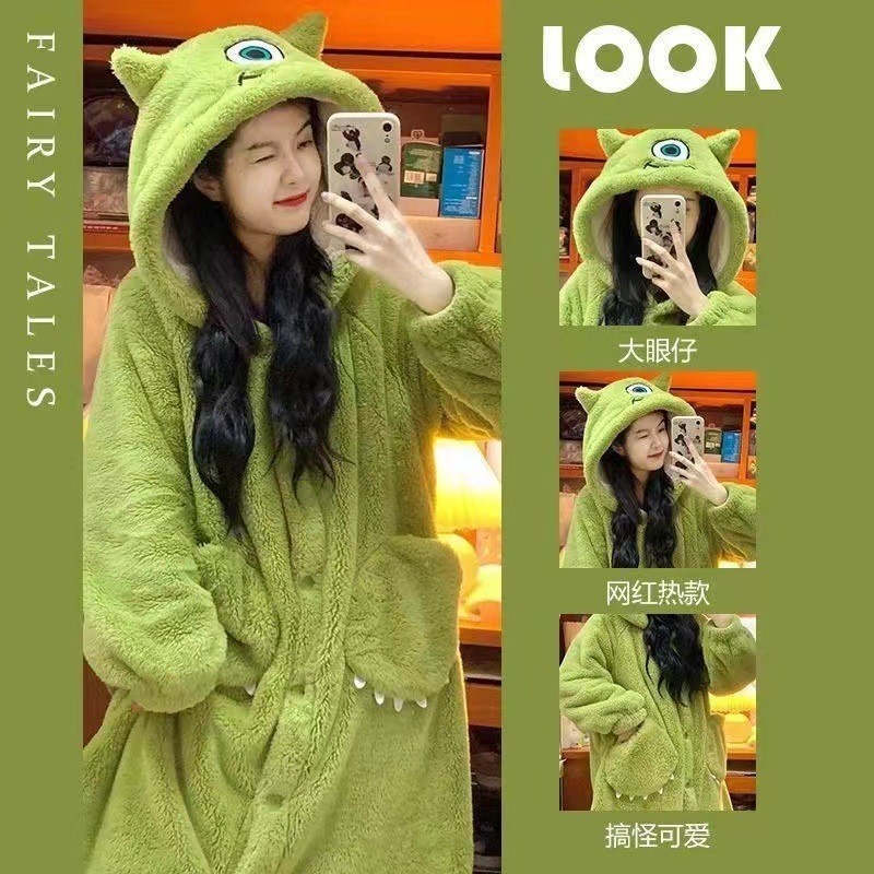 秋冬のベルベットの暖かいサンゴのベルベットのパチャ犬の寝衣の家の服の美楽ティのモンスターのパジャマは代行できます。|undefined