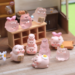 漫画立体ピンク畳楽コブタdiy樹脂アクセサリーアクセサリー滴ゴム車載振り子キーホルダーins風