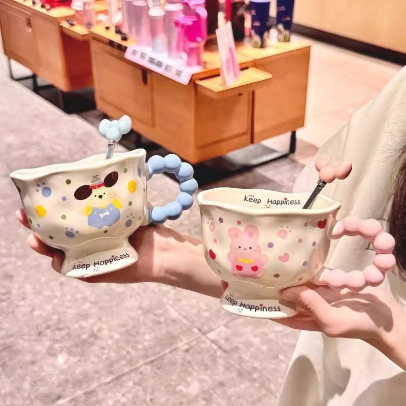 高颜值小狗小兔马克杯情侣陶瓷喝水杯送女生生日礼物办公室咖啡杯|undefined