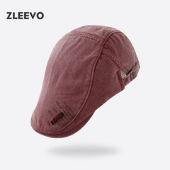 Simplified Embroidered Hat Autumn New Washed Duckbill Hat for Men and Women Retro Beret Hat ZLEEVO