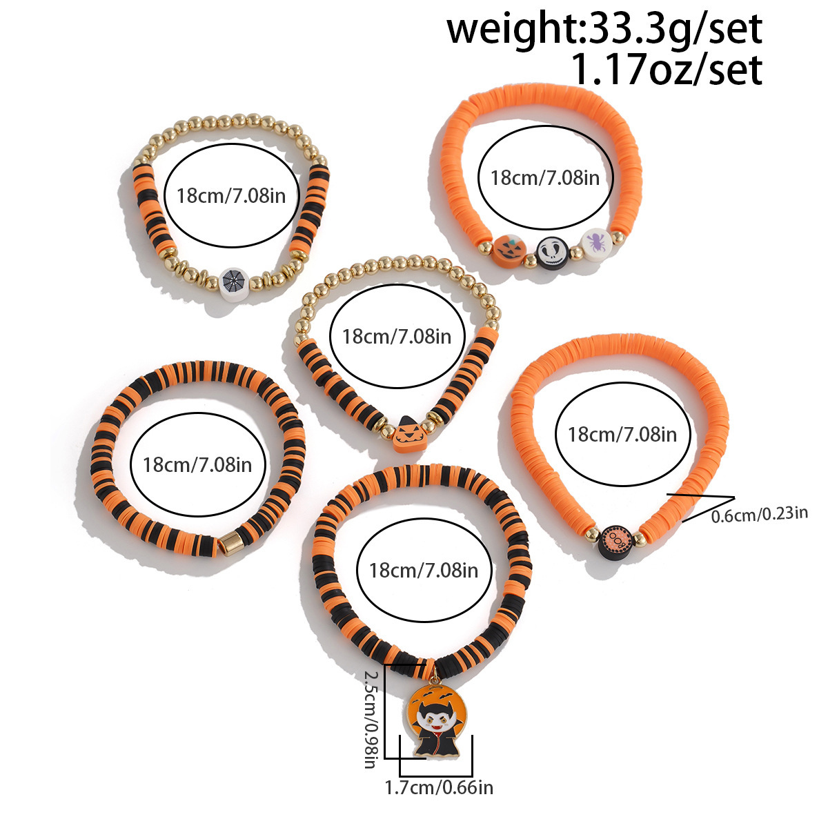 21g Weight Alloy Pendant Material Bracelets Classification CCB, Arylic, soft clay Chain Material 1 Set Quantity Festival Occasion CCB, Arylic, Alloy Material Halloween Festival Pumpkin, Bat, Ghost Pattern Women's Gender Beaded, Enamel Design Funny Style Funny Pumpkin Bat Ghost CCB Arylic Alloy Beaded Bracelets Wholesale 45