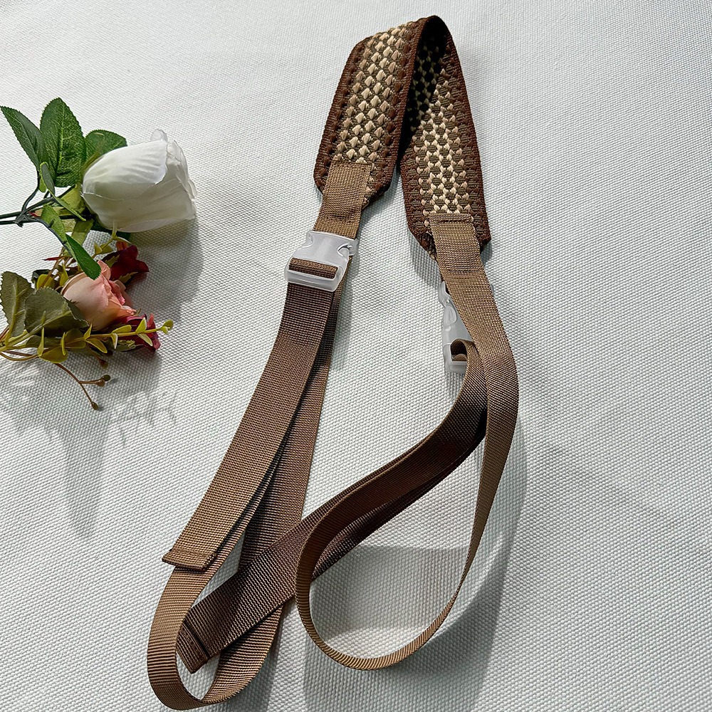 브라운 자카드 와이드 숄더 스트랩