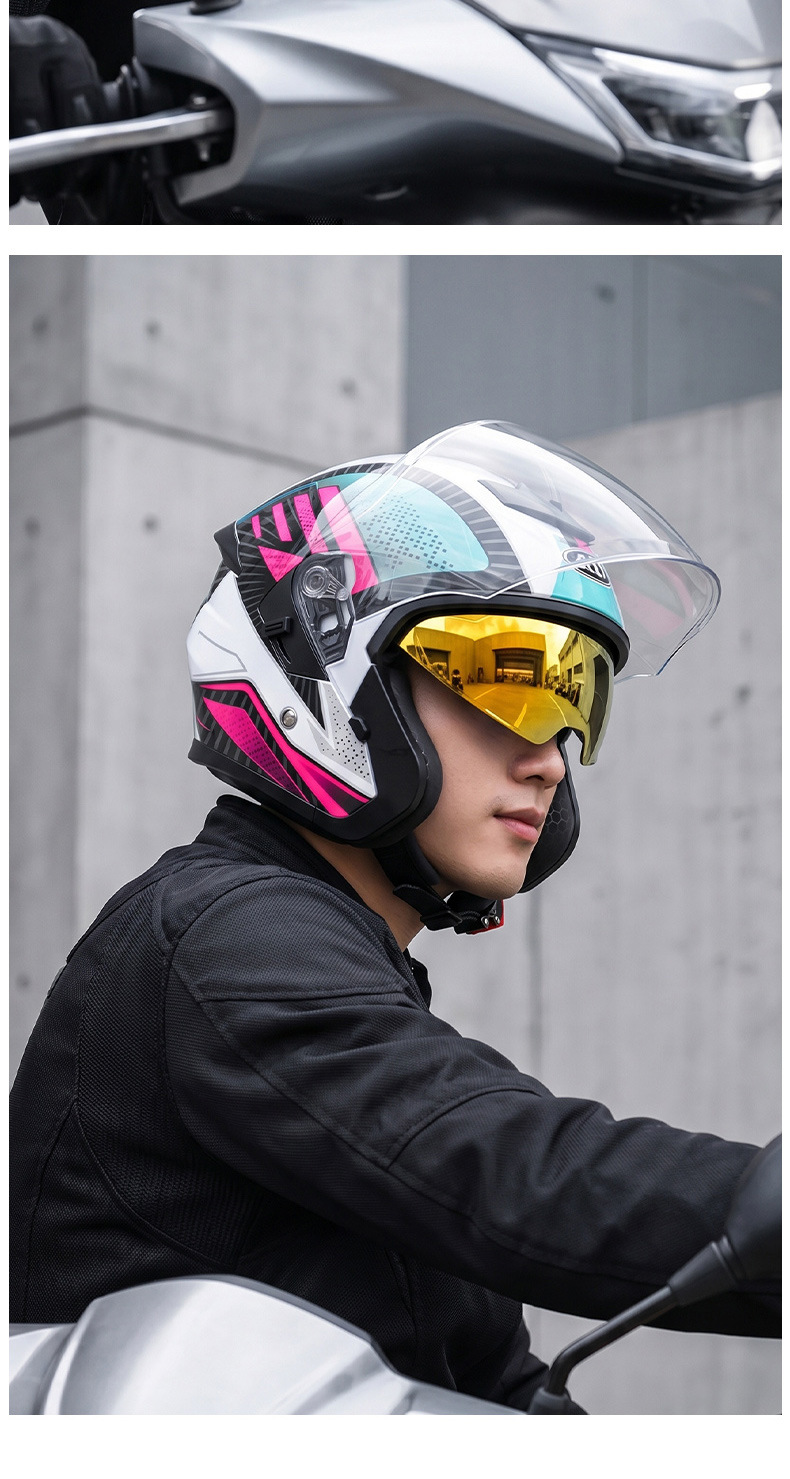 Ad Electric Motorcycle Helmet 3C Certified Men's and Women's Motorcycle Riding Half Helmet Breathable All-Season Safety Helmet
