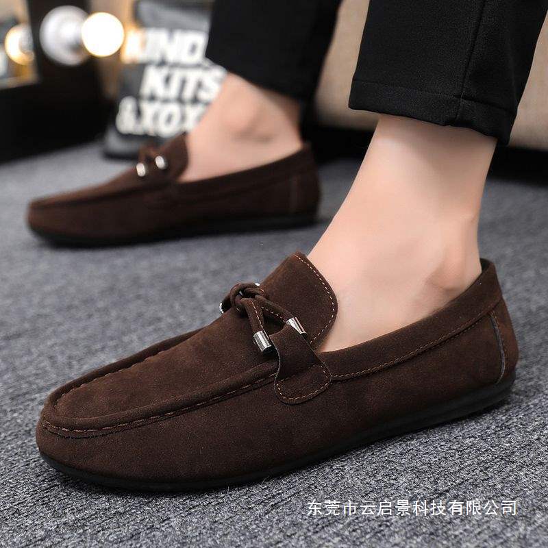 2026 Spring Men's Shoes Soft Sole Breathable British Style Casual Versatile Black Slip-On Driving Loafers Trendy Lazy Shoes