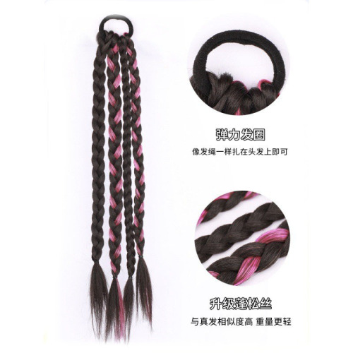 Wig female high ponytail sweet cool girl twist long braid hot girl highlighted boxer braid wig fishbone braid wholesale