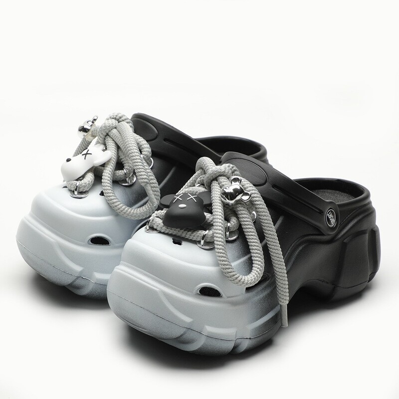 Thick-Soled Croc Shoes for Women Summer New Outerwear Non-Slip Deodorant Eva Baotou Heightening Beach Sandals