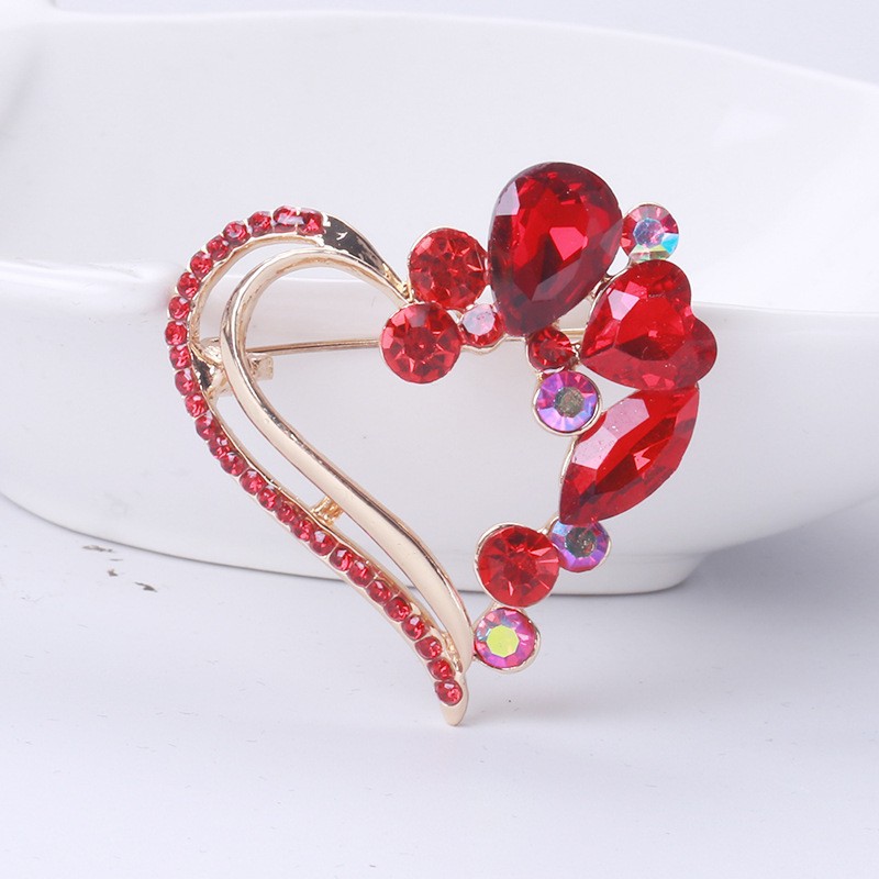 Alloy Material Elegant Pin Heart Shape Alloy Plating Zircon Women's Brooches