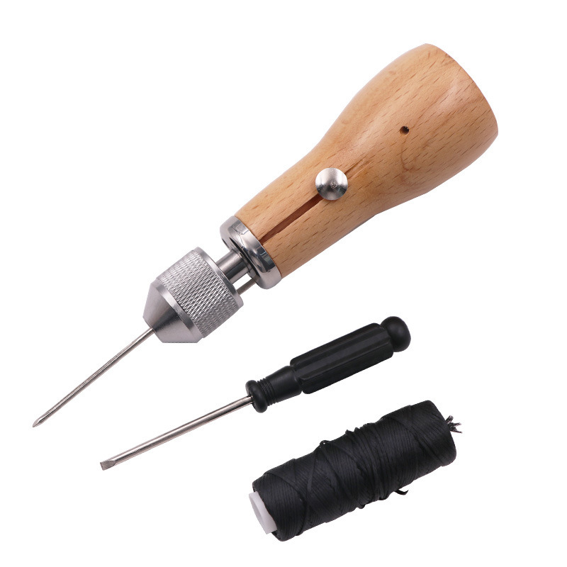 Cuero hecho a mano máquina de coser DIY herramienta de cuero de vaca esculpida pieza de cuero máquina de coser a mano