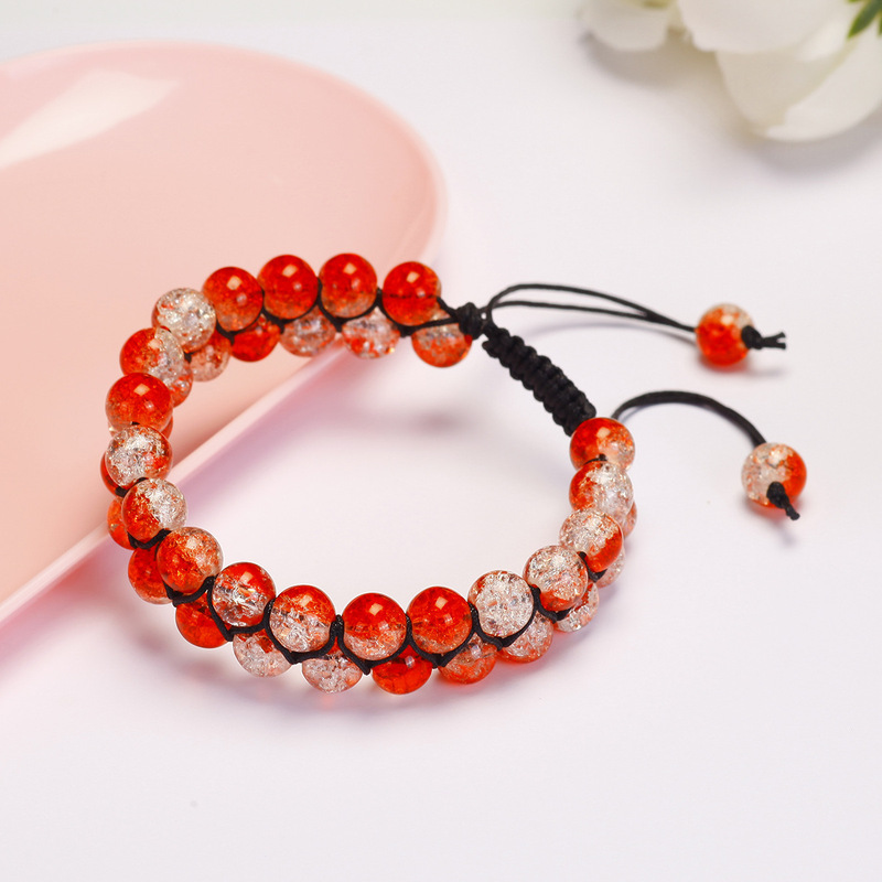 Natural Colorful Explosive Beaded Glass Double Row Bracelet for Teenagers and Friends Friendship Birthday Gift Braided Elastic Rope Bracelet Natural Colorful Explosive Beaded Glass Double Row Bracelet for Teenagers and Friends Friendship Birthday Gift Braided Elastic Rope Bracelet