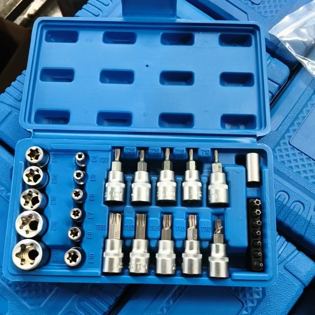 29 piezas 14 piezas de manga de acero de aluminio de aluminio, manga de lote de reparación mecánica de automóviles, herramientas domésticas hexágono interno