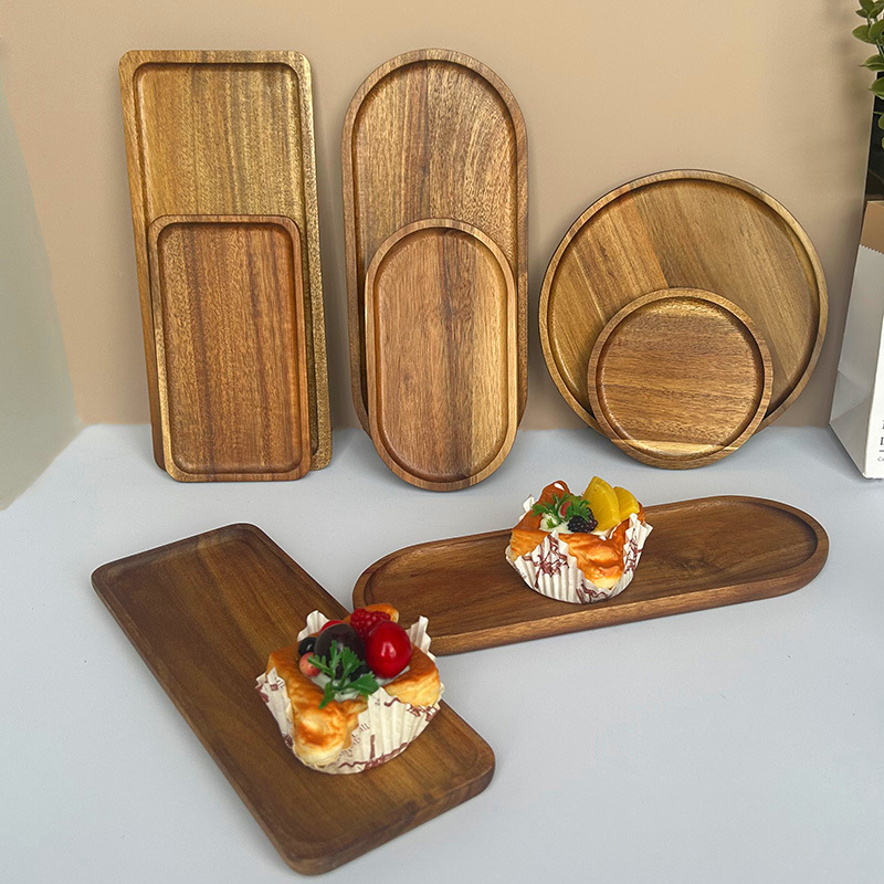 Paleta creativa de madera maciza de Xiangsimu transfronteriza, vajilla doméstica japonesa, plato de espuma seca, plato de frutas irregular, plato de refrigerios