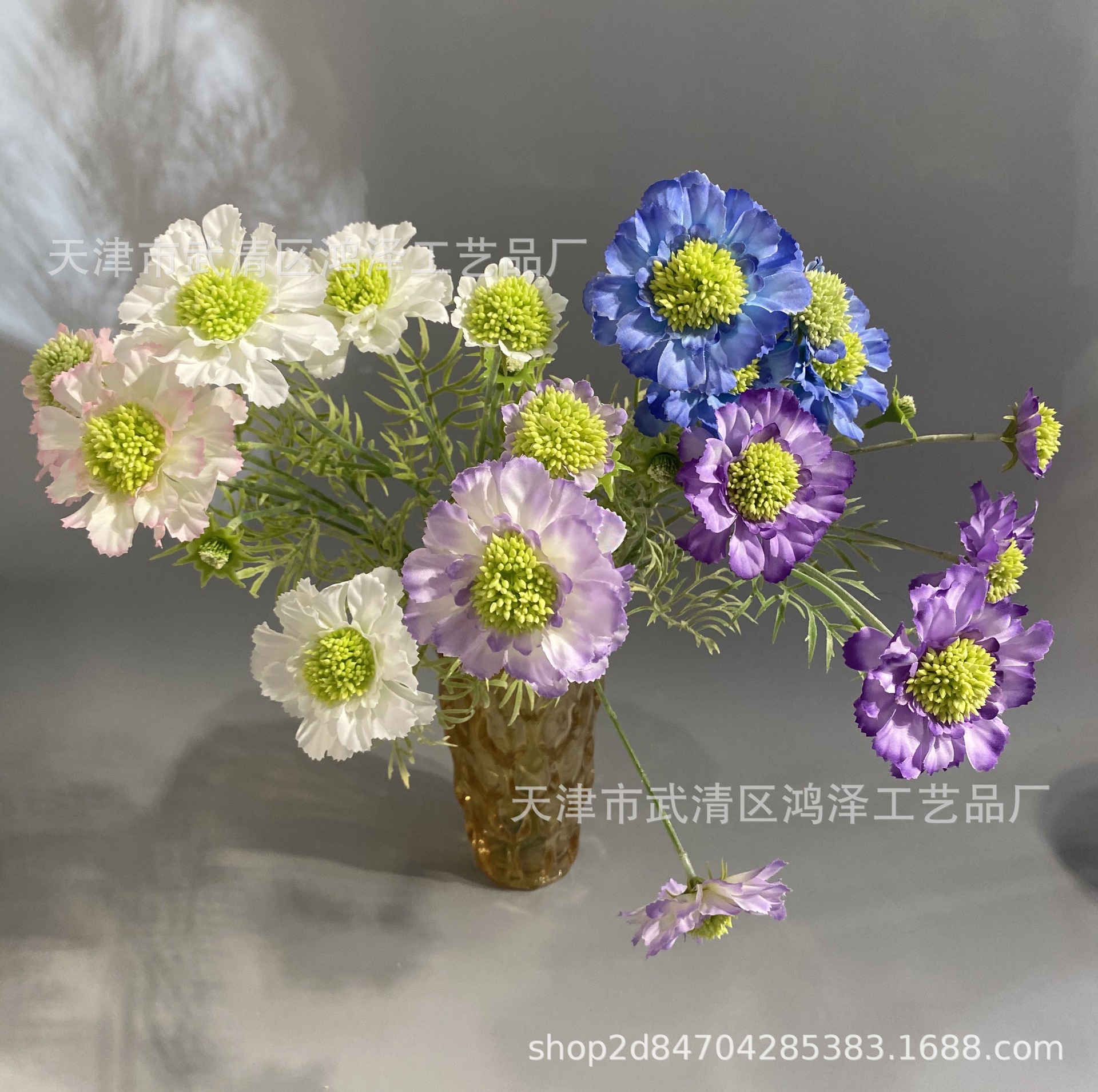 Artificial Flower Wheel Peak Chrysanthemum and Pine Cordyceps Artificial Flower Home Placement Soft Dress Model Room Flower Arrange Decorative Props Holding Flowers