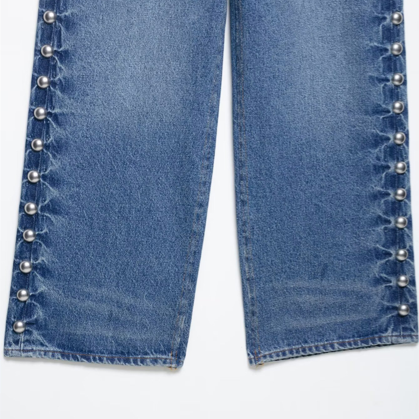 Women's Clothing Casual High-Waisted Straight Leg Jeans For Women Summer Metal Rivet Embellished For Formal & Casual For Women_ecoleips.com