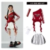 Maroon 86 long sleeves + white bud skirt + strappy white socks