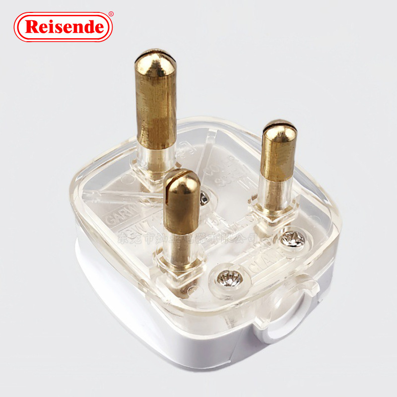 South African Plug Three-Pin Three-Core Three-Pole Copper Pin 15A South African Wiring Assembly Plug Pure Copper Core Transparent Plug