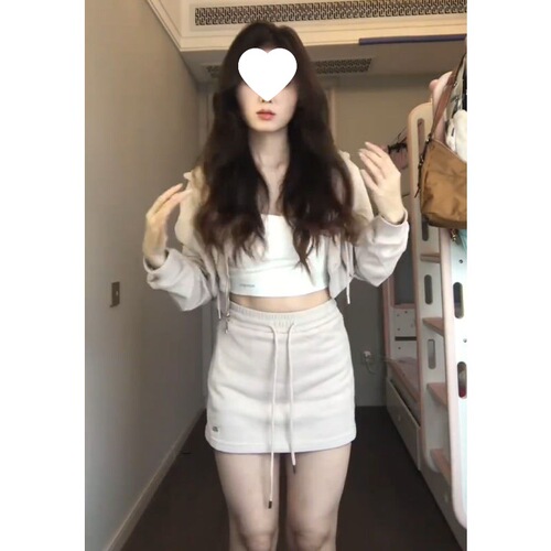 Women's Spring New Short Figure Fashion Casual Sport Hooded Sweat Suit Set