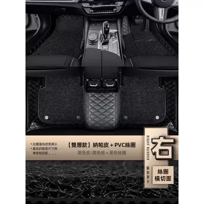 Universal Foot Pad | Floor Mats Car Floor - double-layer-silk-circle-black-leatherblack-thread-black-wear-resistant-silk-circle