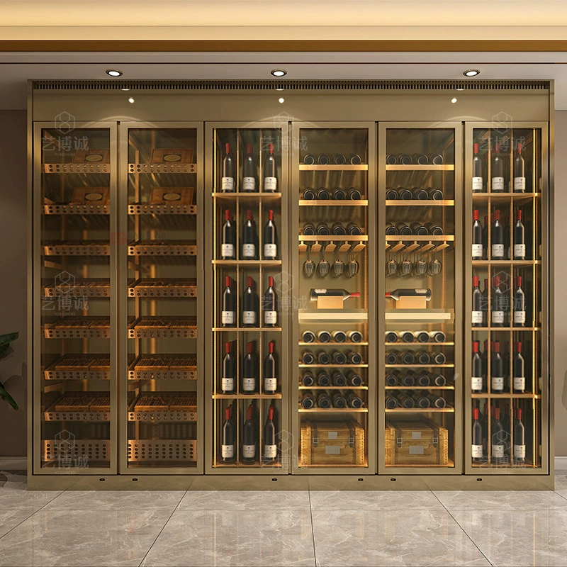 Легкая роскошная винная стойка подвал виллы винный погреб высокого класса винный шкаф из белого вина с постоянной влажностью и постоянной температурой из нержавеющей стали витрина винного шкафа