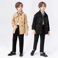 Children's Set New Korean Style Boys' Windbreaker Mid-Length Fashion Autumn Outfit Jacket for Younger Kids Casual Cool Jacket