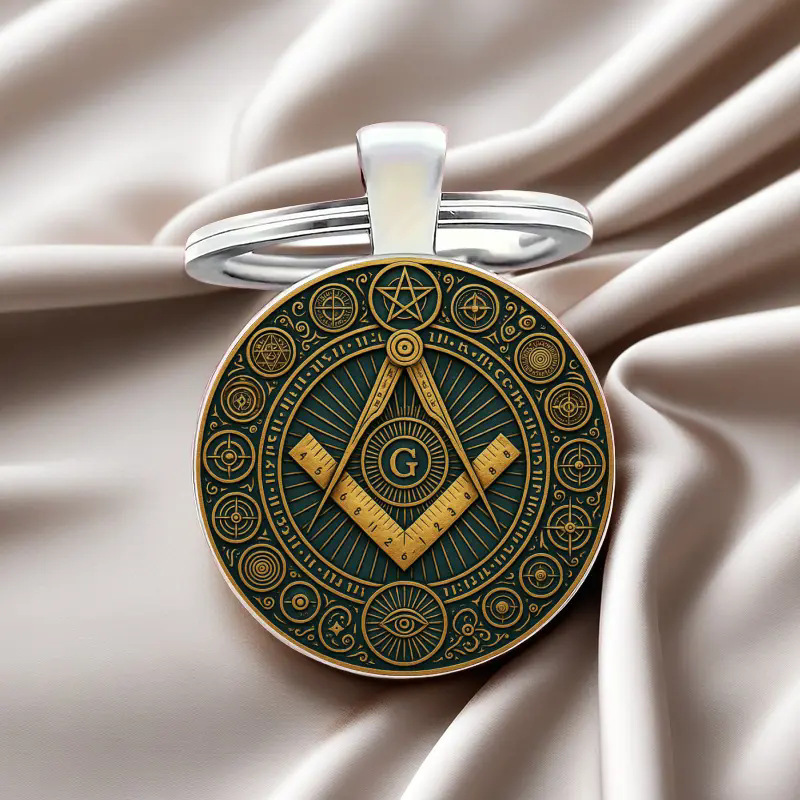 Cross-Border Eye of Horus Keychain Devil's Eye Evil Eye Embossed Circle Time Gemstone Pendant
