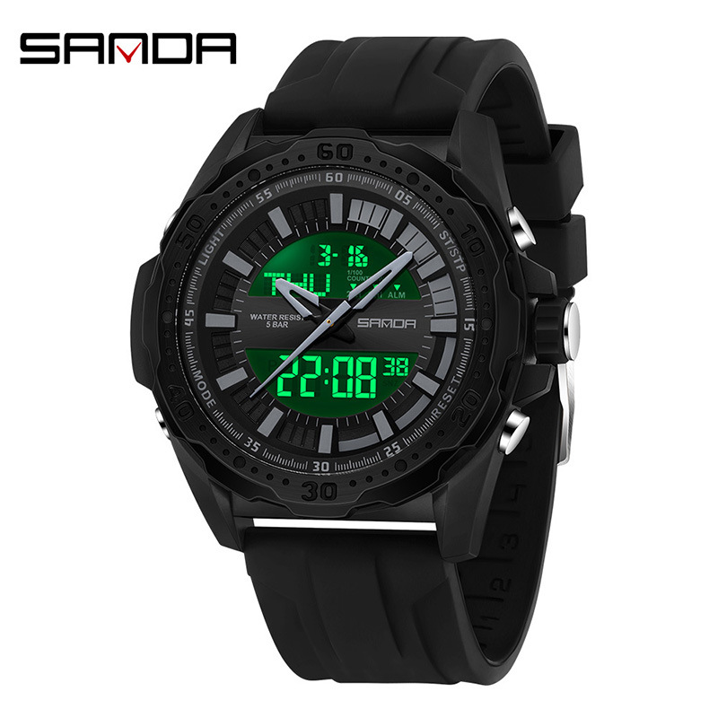 Sanda nuevo reloj de moda europea y americana cool, moda para hombres, adolescentes de secundaria, reloj electrónico deportivo