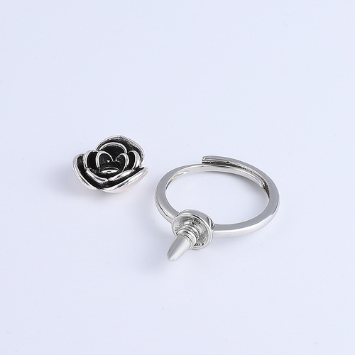 Dark Rose Self-Defense Index Ring for Women - New, Niche, Rotating, Instant-Use Self-Protection Stab Defense Open Finger Ring for Wholesale