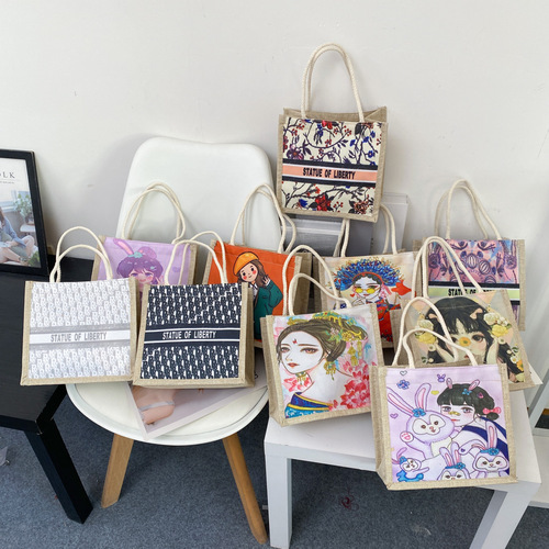 Fashionable cotton and linen small bags, class snacks, portable shopping bags, Internet celebrity retro  new women's bags