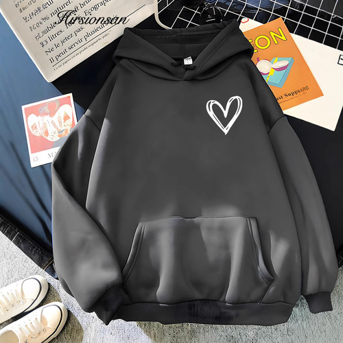 【Cross-Border Euro Code】Hirsionsan Simplic Heart Print Women's Sweatshirt