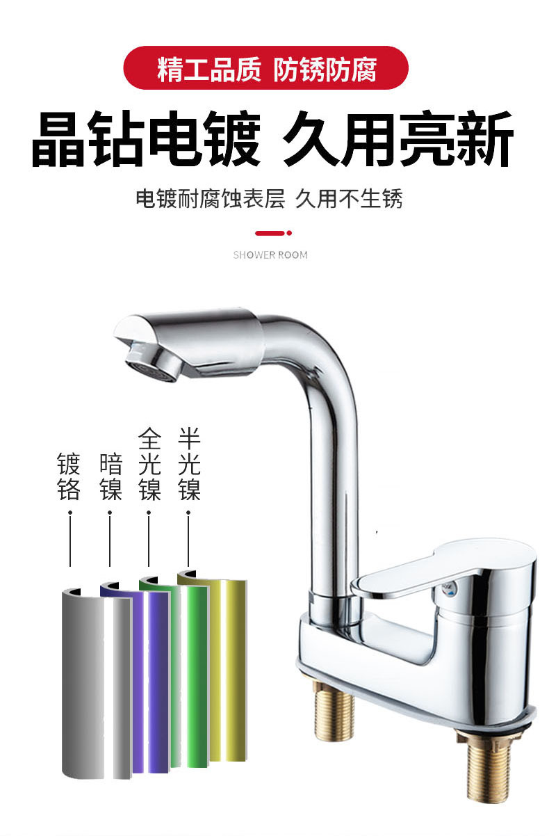 Washbasin faucet, washbasin, cold and hot water, household basin, bathroom, all-copper washbasin, bathroom, double-hole faucet undefined
