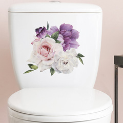 M-210外貿熱銷紫色花朵馬桶貼浴室衛生間家居裝飾牆貼紙批發自粘