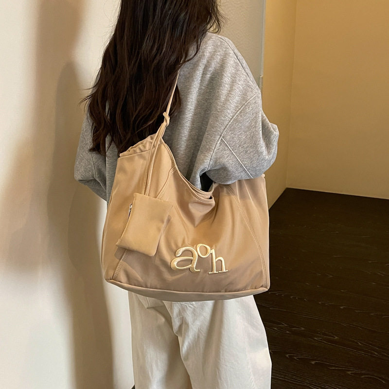 Túi tote nữ vải , túi đeo vai đựng đồ lớn cho sinh viên đi học — màu cà phê, màu kaki, xanh lá cây, đen chi tiết 22