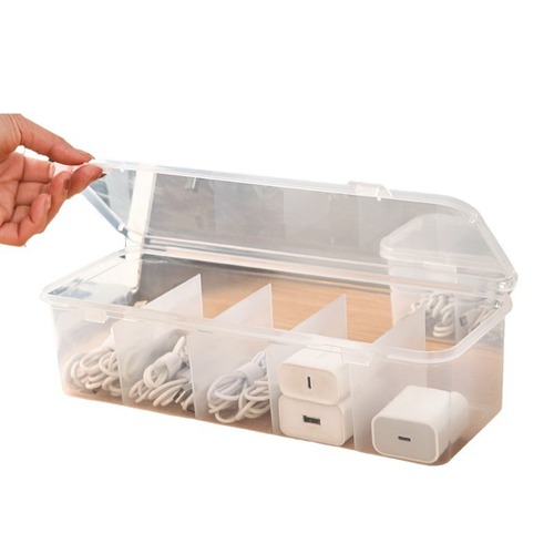 Dust-proof storage and cable management box, cable organizer, desk data cable storage box, mobile charging cable storage bag
