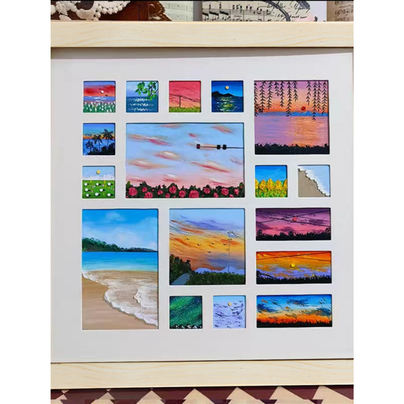Oil Pastel Hollow Template Photo Frame Diy3648 Multi-Grid Picture Frame Birthday Wedding Gift Special Cardboard Frame Oil Pastel Hollow Template Photo Frame Diy3648 Multi-Grid Picture Frame Birthday Wedding Gift Special Cardboard Frame