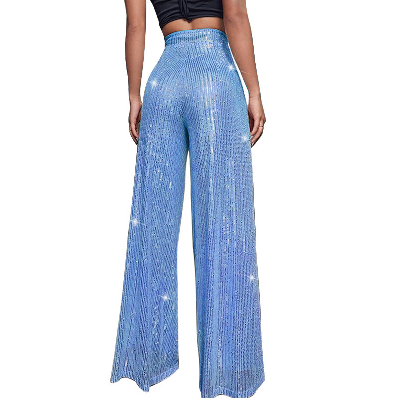 Women's Party Street Fashion Solid Color Full Length Sequins Casual Pants display picture 17