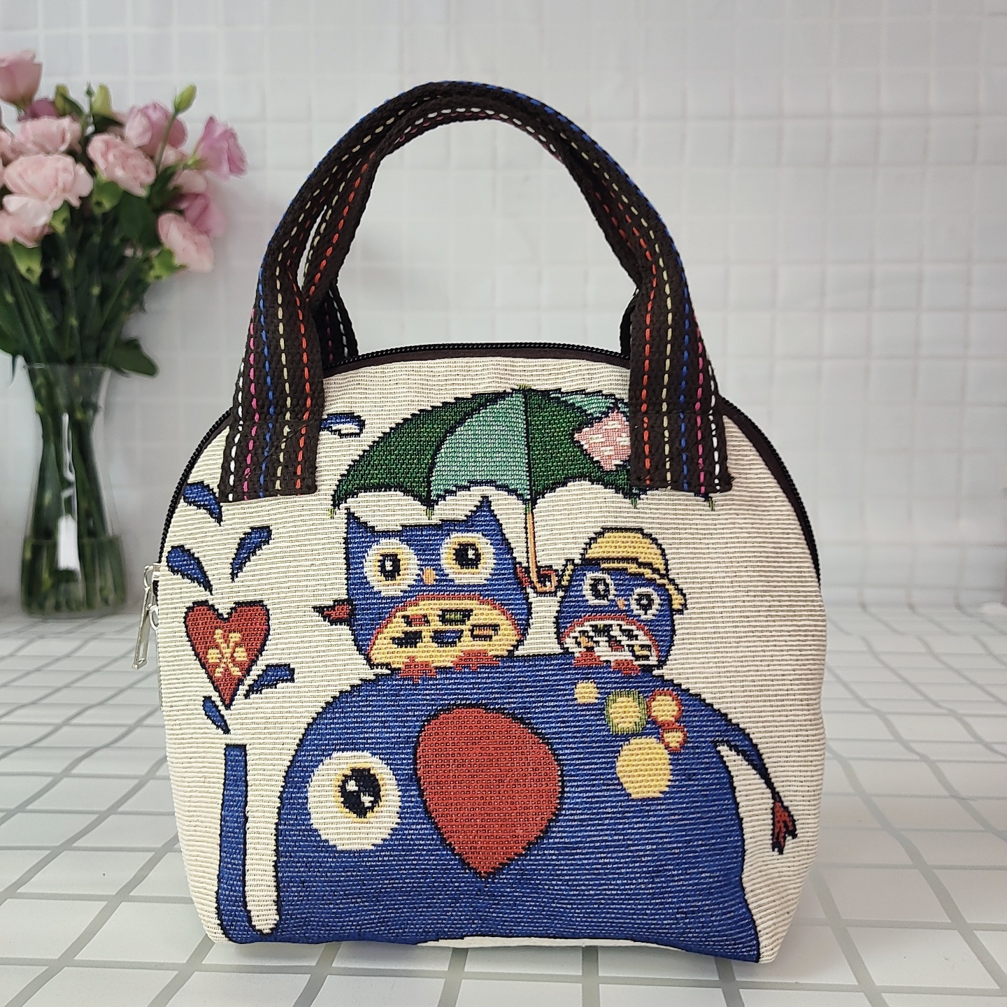 Women's Medium All Seasons Cotton And Linen Animal Fashion Shell Zipper Handbag display picture 3