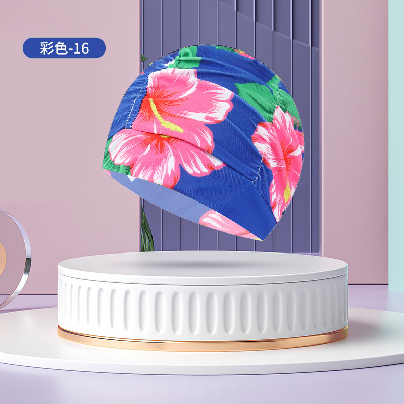 Sombrero de tela de natación adulto unisex cuidado del cabello protección del oído gorro de natación moda no-apriete cabeza plisada gorro de natación al por mayor
